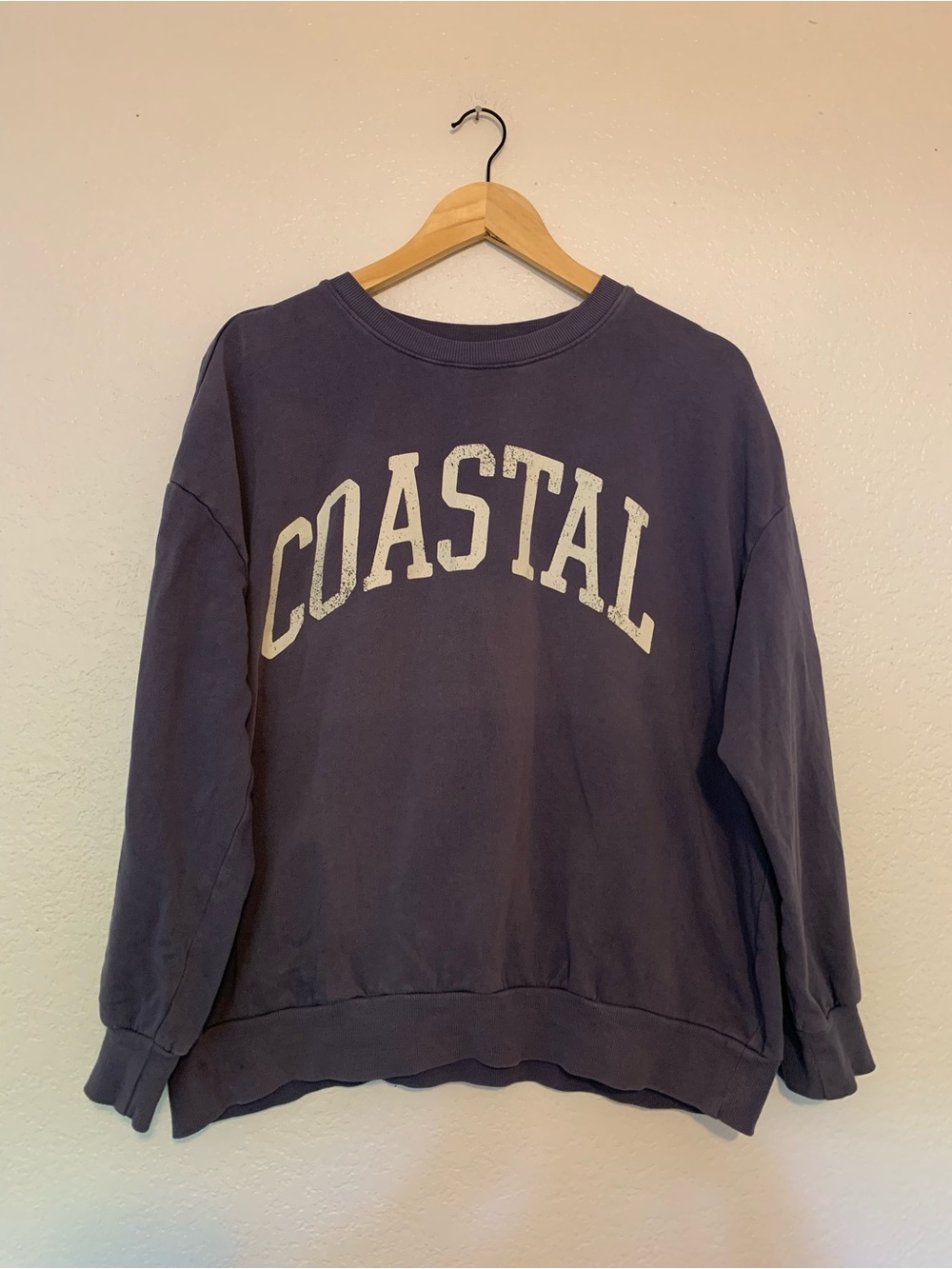 Z Supply Navy Pullover Sweatshirt with White COASTAL Arch | S